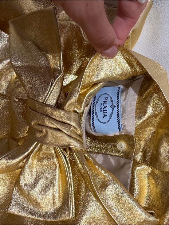 Prada Jackets & Blazers - Prada Metallic Gold Bow-Front Blazer Jacket